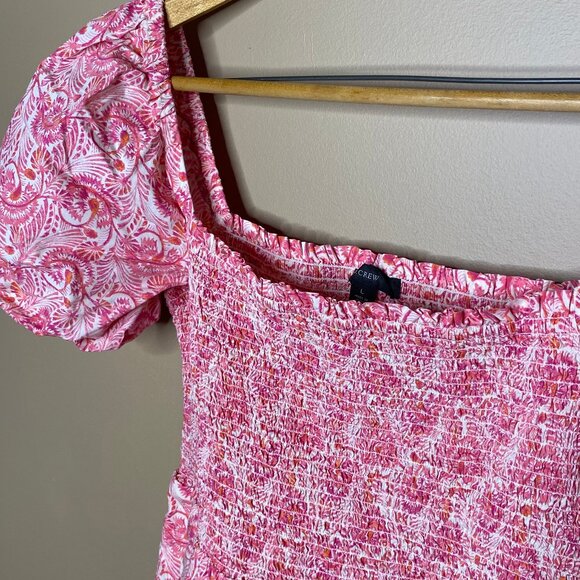 Sweet Girlhood Aesthetic Pink Babydoll J. Crew Dress 100% Cotton Puff Sleeves - Picture 4 of 9